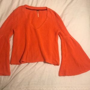 orange free people sweater size medium